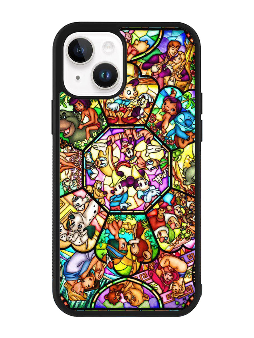 Disney characters stained glass iPhone 15 Plus Case OV0358