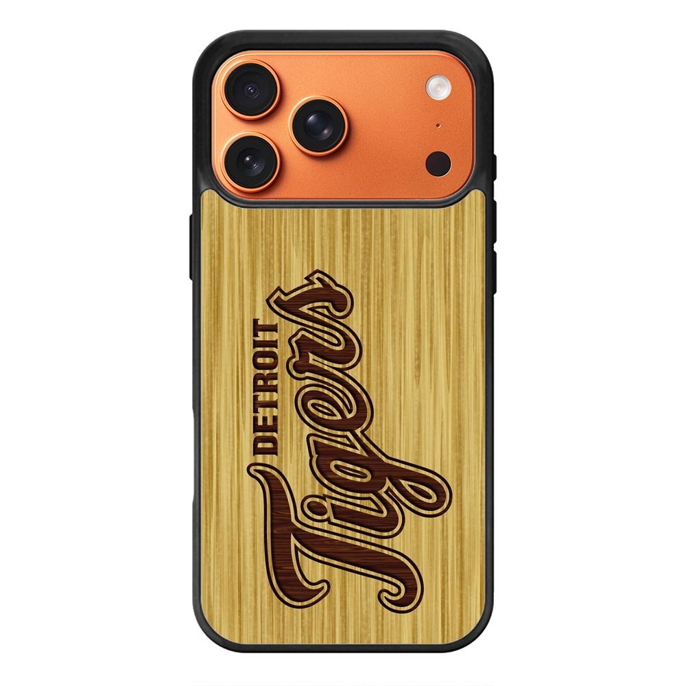 detroit tigers logo wood iPhone 17 Pro Max Case QC4689