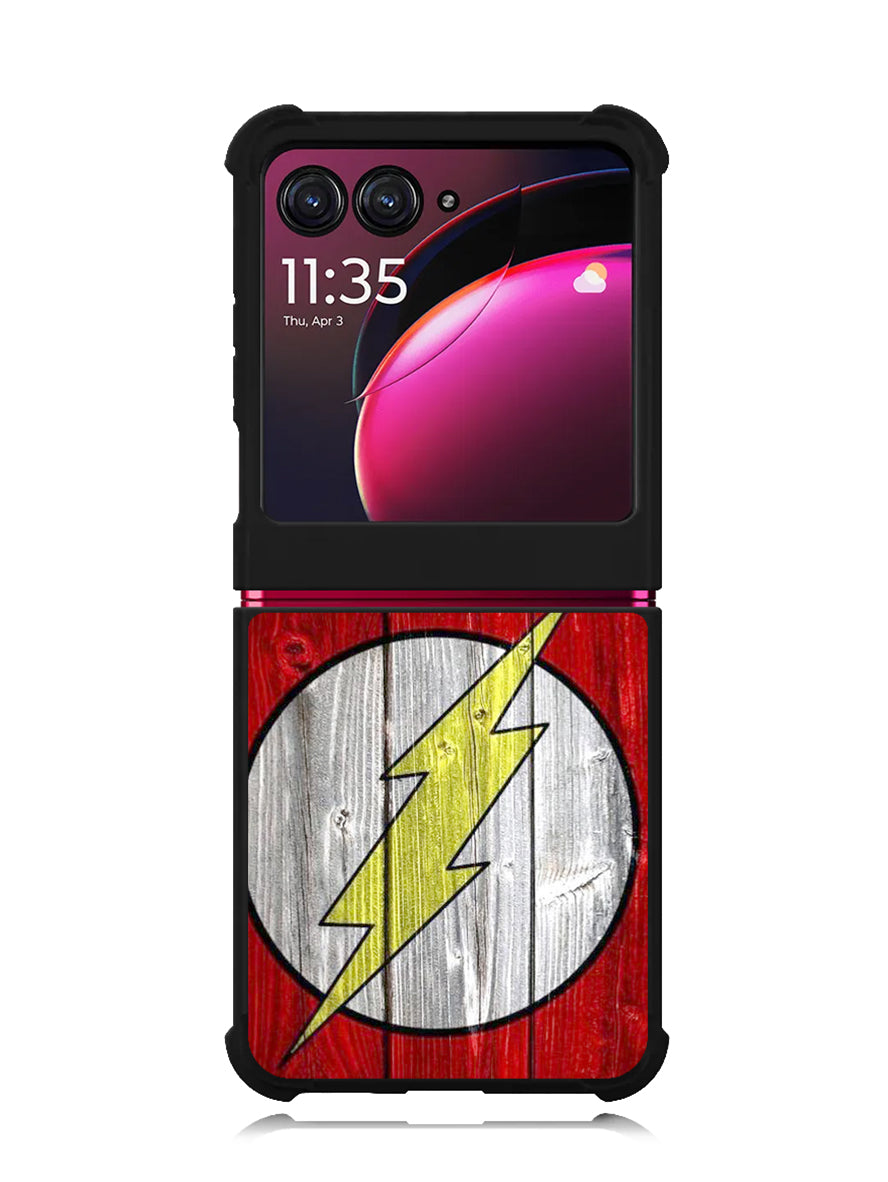 Flash SUperhero Logo on Wood Motorola Moto Razr Plus 2023 , Moto Razr+ 2023 Case OV0690