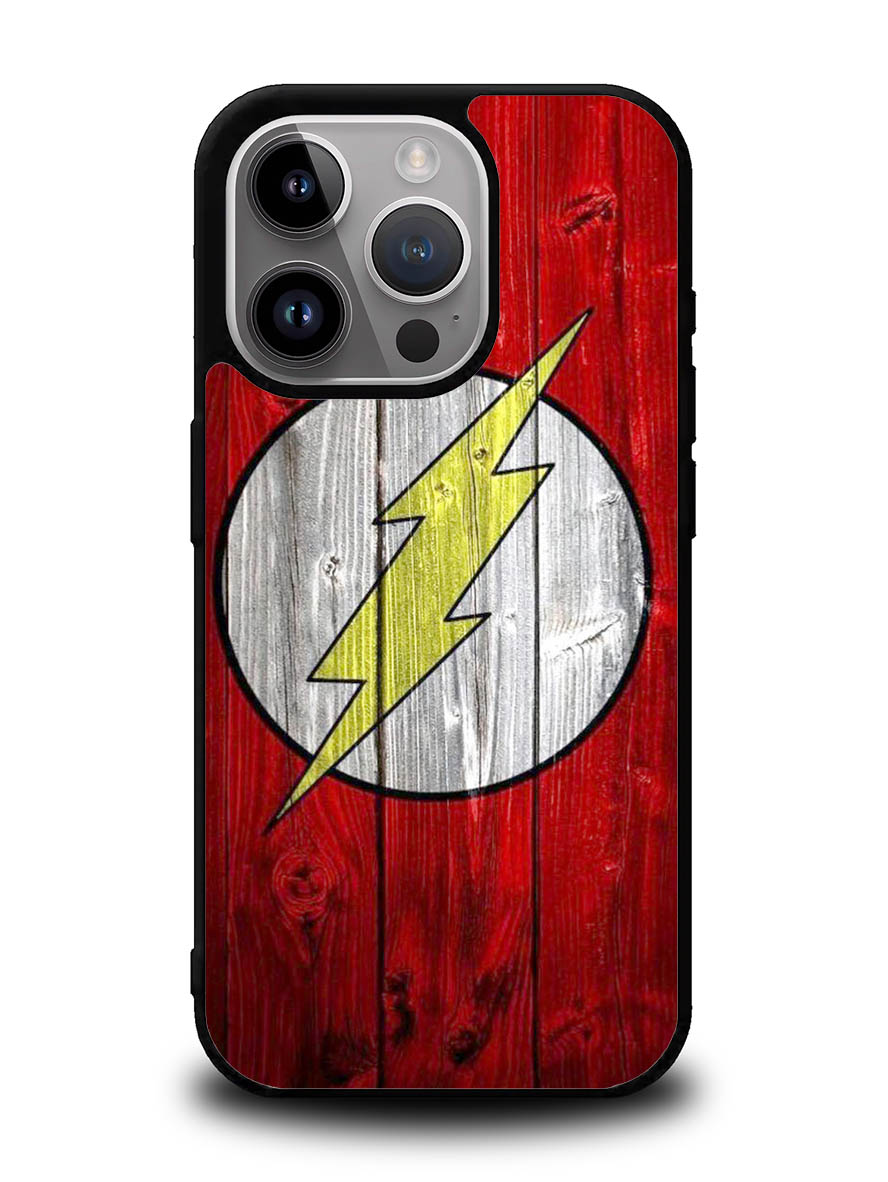 Flash SUperhero Logo on Wood iPhone 15 Pro Case OV0690
