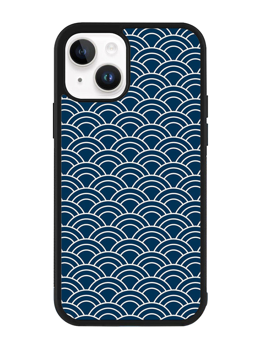 Japanese Gold Cloud Wave Indigo Pattern iPhone 15 Plus Case OV5321