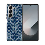 Japanese Gold Cloud Wave Indigo Pattern Samsung Galaxy Z Fold 7 5G Case OV5321