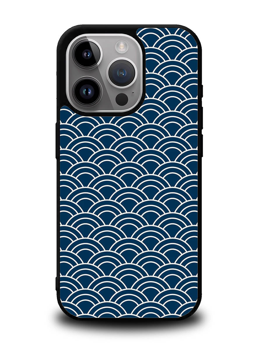 Japanese Gold Cloud Wave Indigo Pattern iPhone 15 Pro Case OV5321