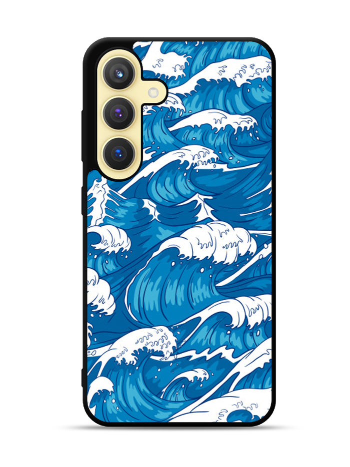 storm waves seamless pattern raging ocean water sea Samsung Galaxy S23 FE 5G Case QC2355