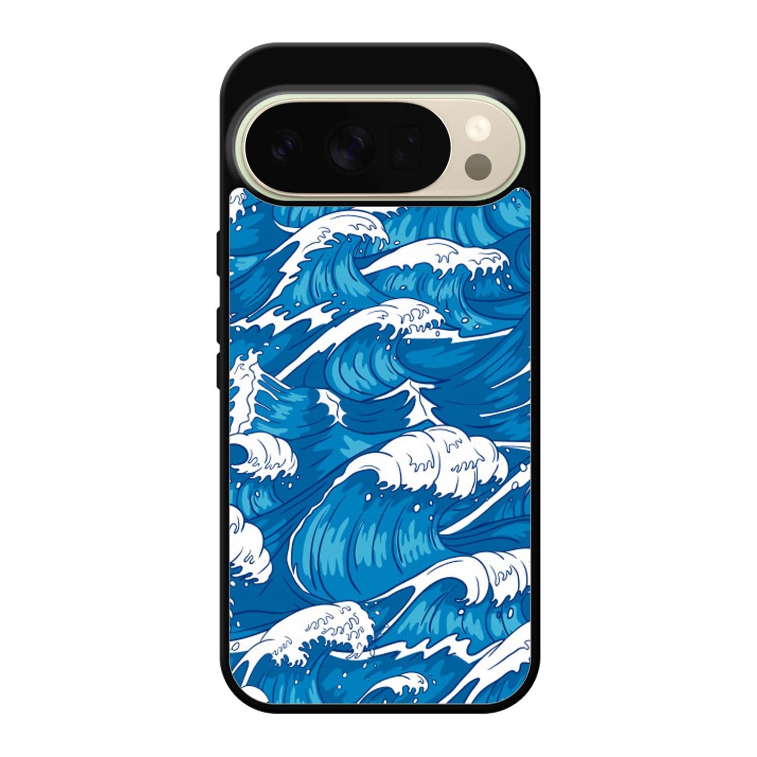 storm waves seamless pattern raging ocean water sea Google Pixel 10 Pro Case QC2355