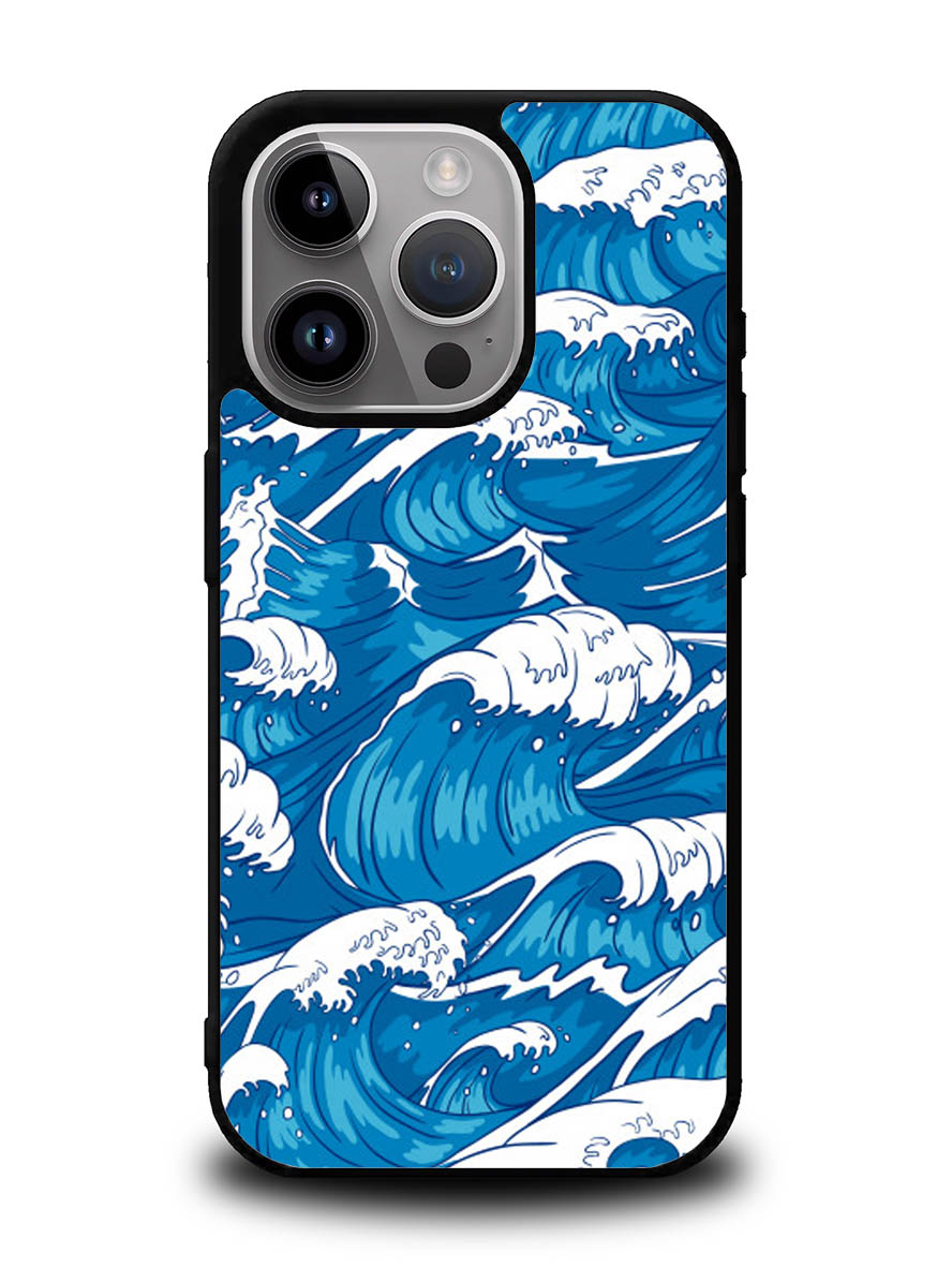 storm waves seamless pattern raging ocean water sea iPhone 15 Pro Case OV2355