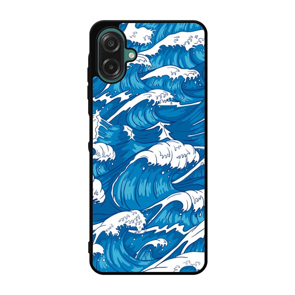 storm waves seamless pattern raging ocean water sea Samsung Galaxy A07 Case QC2355