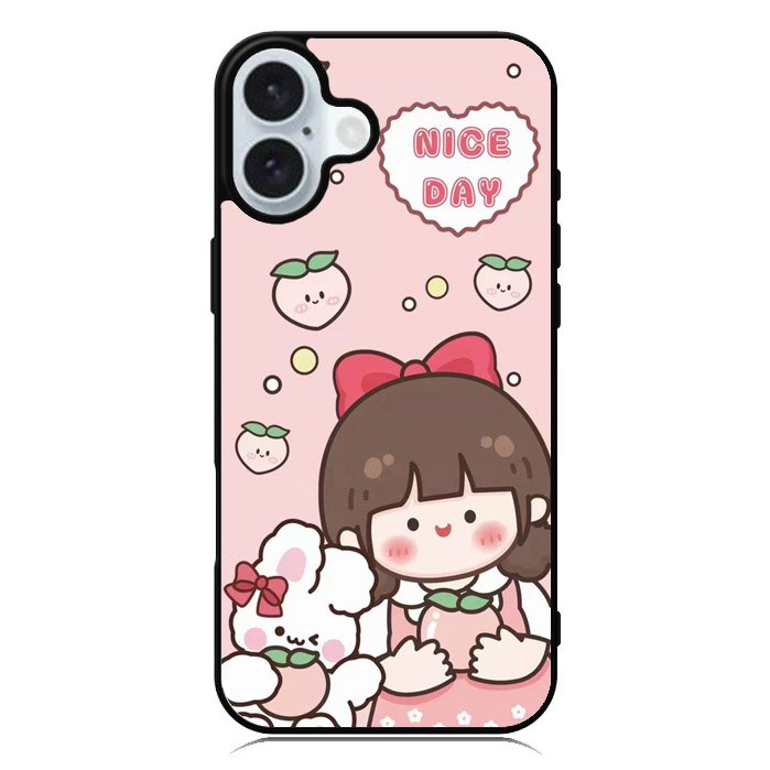 Peach Cute Nice Day iPhone 16 Plus Case QC11224