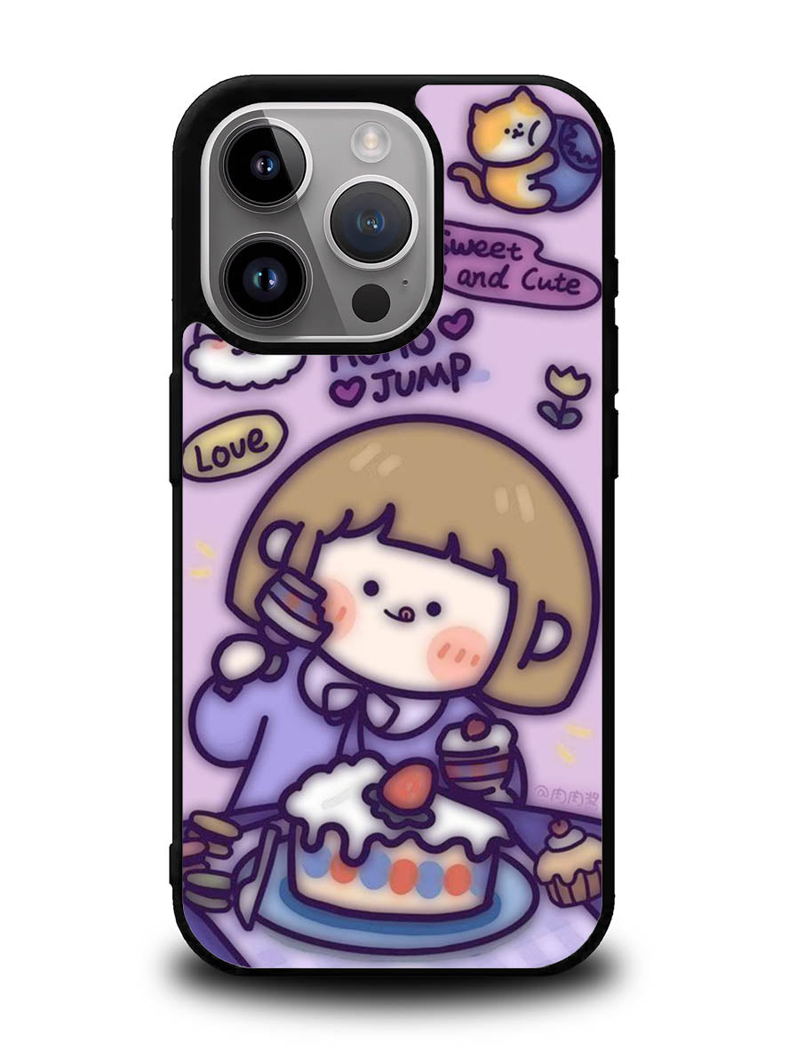 Cute Roro Jump Eat the Sweet Cake iPhone 15 Pro Case OV11210