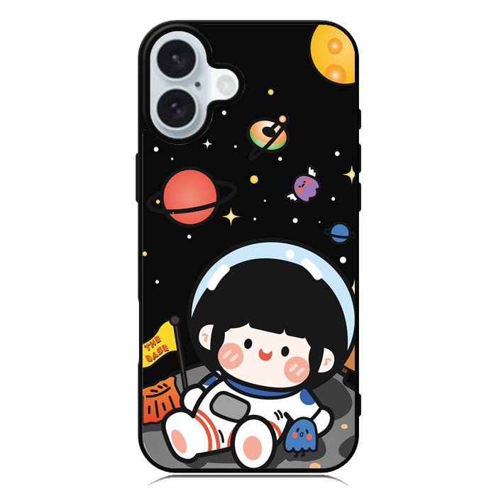 Cute Roro Jump and Astronaut iPhone 16 Plus Case QC11207