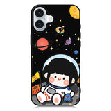 Cute Roro Jump and Astronaut iPhone 16 Plus Case QC11207