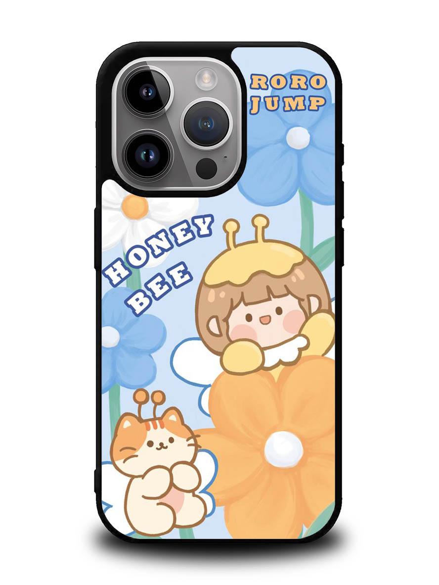 Cute Roro Jump And Honey Bee iPhone 14 Pro Case QC11208