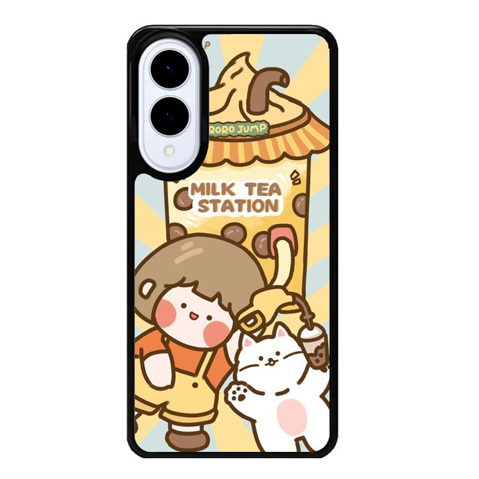 Cute Roro Jump Milk Tea Station Samsung Galaxy S25 Edge 5G Case OV11212
