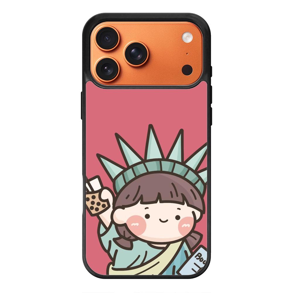Cute Roro Jump and Liberty iPhone 17 Pro Max Case OV11209