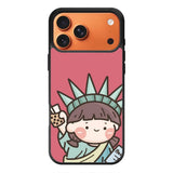 Cute Roro Jump and Liberty iPhone 17 Pro Case OV11209