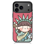 Cute Roro Jump and Liberty iPhone 17 Pro Case OV11209