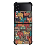 Cute Cat FLZ0469 Samsung Galaxy Z Flip 5 , Z Flip 4 , Z Flip 3 ,  Z Fold 5 , Z Fold 4 , Z Fold 3 5G Case
