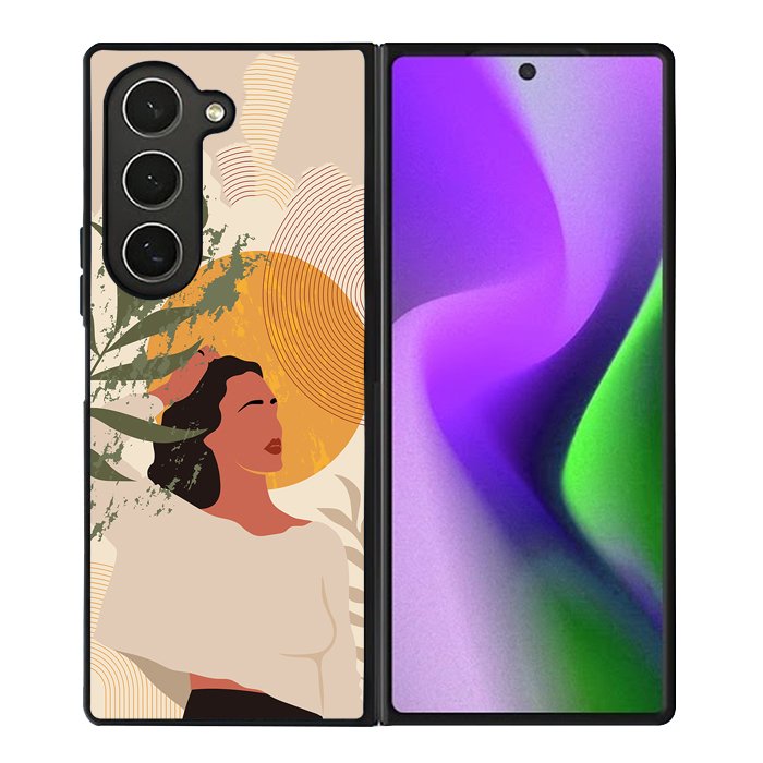 Woman in Tropical Leaves and Flowers FZ0264 Samsung Galaxy Z Fold 6 2024 5G Case
