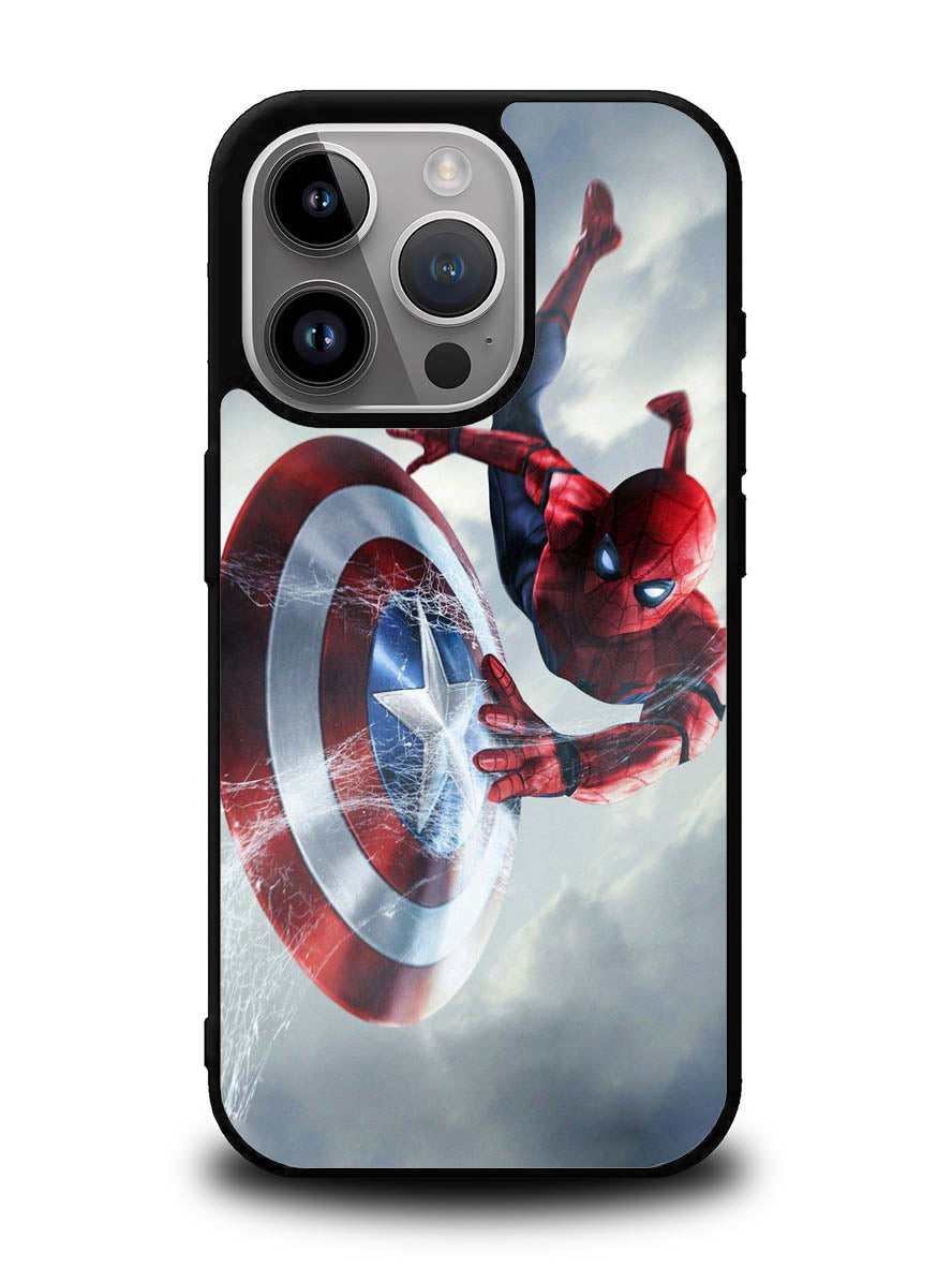Spiderman Captain America Shield iPhone 14 Pro Max Case QC2511
