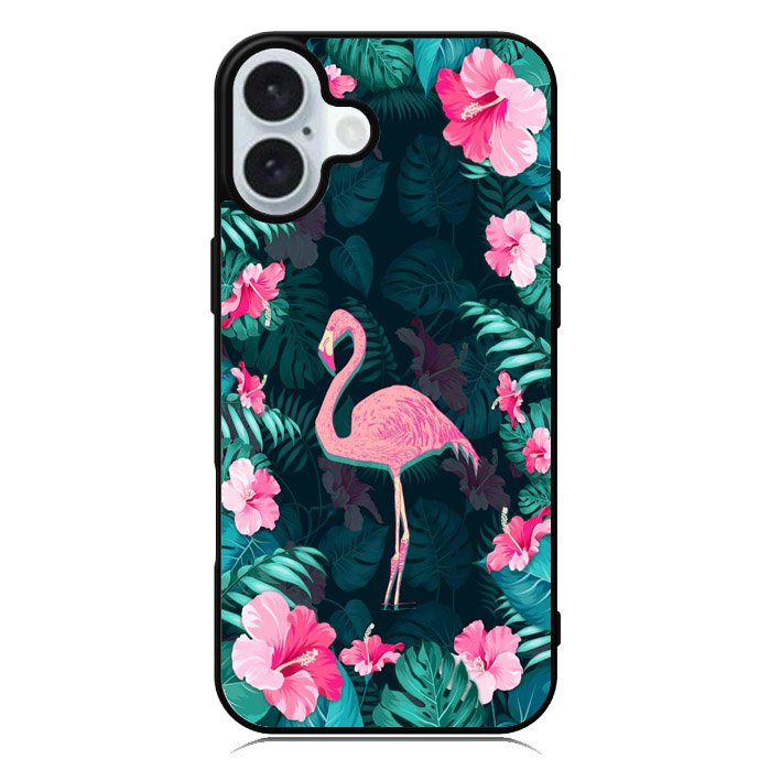 Flamingo And Flowers iPhone 16 Plus Case