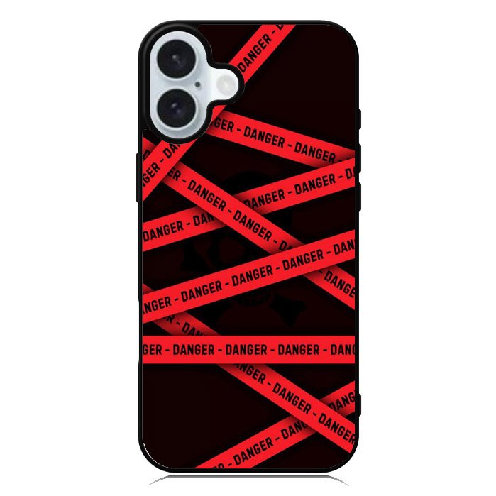 Red Danger Tape iPhone 16 Plus Case QC9533