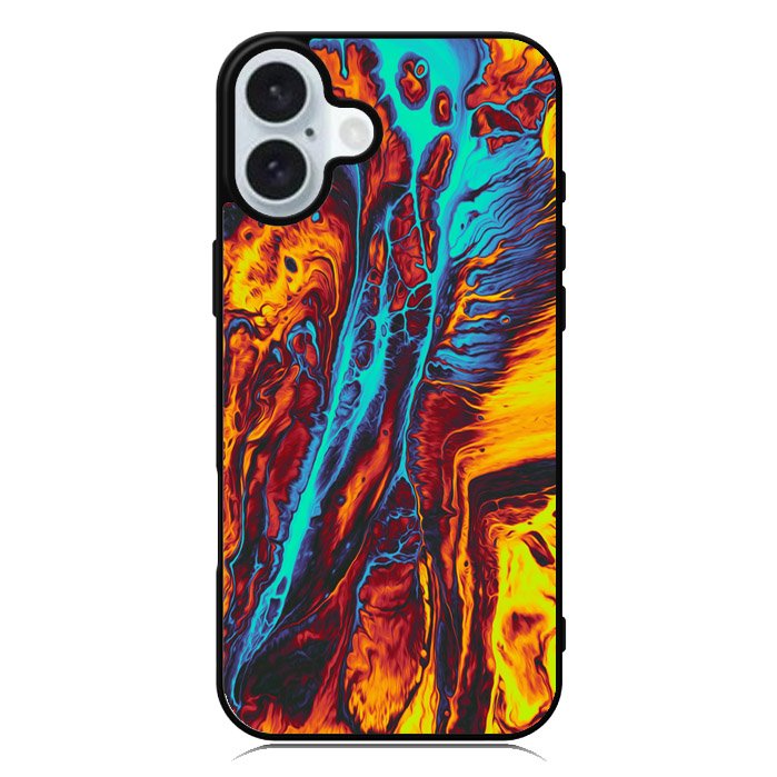 Orange And Blue Fluid iPhone 16 Plus Case QC9586