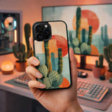 Minimal Cactus Modern Desert Art Case Cover Protective for iPhone, Samsung & Google Pixel HE0007
