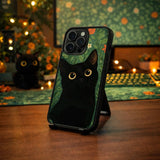 Black Cat Floral Folk Art Illustration Case Cover Protective for iPhone, Samsung & Google Pixel HE0026