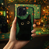 Black Cat Floral Folk Art Illustration Case Cover Protective for iPhone, Samsung & Google Pixel HE0026