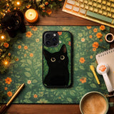 Black Cat Floral Folk Art Illustration Case Cover Protective for iPhone, Samsung & Google Pixel HE0026