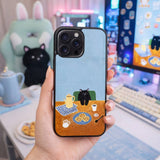 Minimal Black Cat Breakfast Illustration Art Case Cover Protective for iPhone, Samsung & Google Pixel HE0031