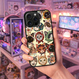 Cute Cat Portrait Pattern Folk Art Case Cover Protective for iPhone, Samsung & Google Pixel HE0032