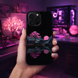 Pink Moon Sakura Lake Wall Art Case Cover Protective for iPhone, Samsung & Google Pixel HE0039