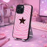 Pink Retro Star Aesthetic Print Case Cover Protective for iPhone, Samsung & Google Pixel HE0046
