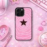 Pink Retro Star Aesthetic Print Case Cover Protective for iPhone, Samsung & Google Pixel HE0046