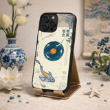 Koi Vinyl Record Asian Art Print Case Cover Protective for iPhone, Samsung & Google Pixel HE0059