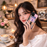 Black Cat in Blooming Garden Case Cover Protective for iPhone, Samsung & Google Pixel HE0077