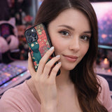 Cat And Flowers Brick Wall Illustration Case Cover Protective for iPhone, Samsung & Google Pixel HE0160