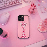 Cute Pink Giraffe Minimal Portrait Case Cover Protective for iPhone, Samsung & Google Pixel HE0174