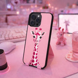 Cute Pink Giraffe Minimal Portrait Case Cover Protective for iPhone, Samsung & Google Pixel HE0174
