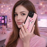 Cute Pink Giraffe Minimal Portrait Case Cover Protective for iPhone, Samsung & Google Pixel HE0174