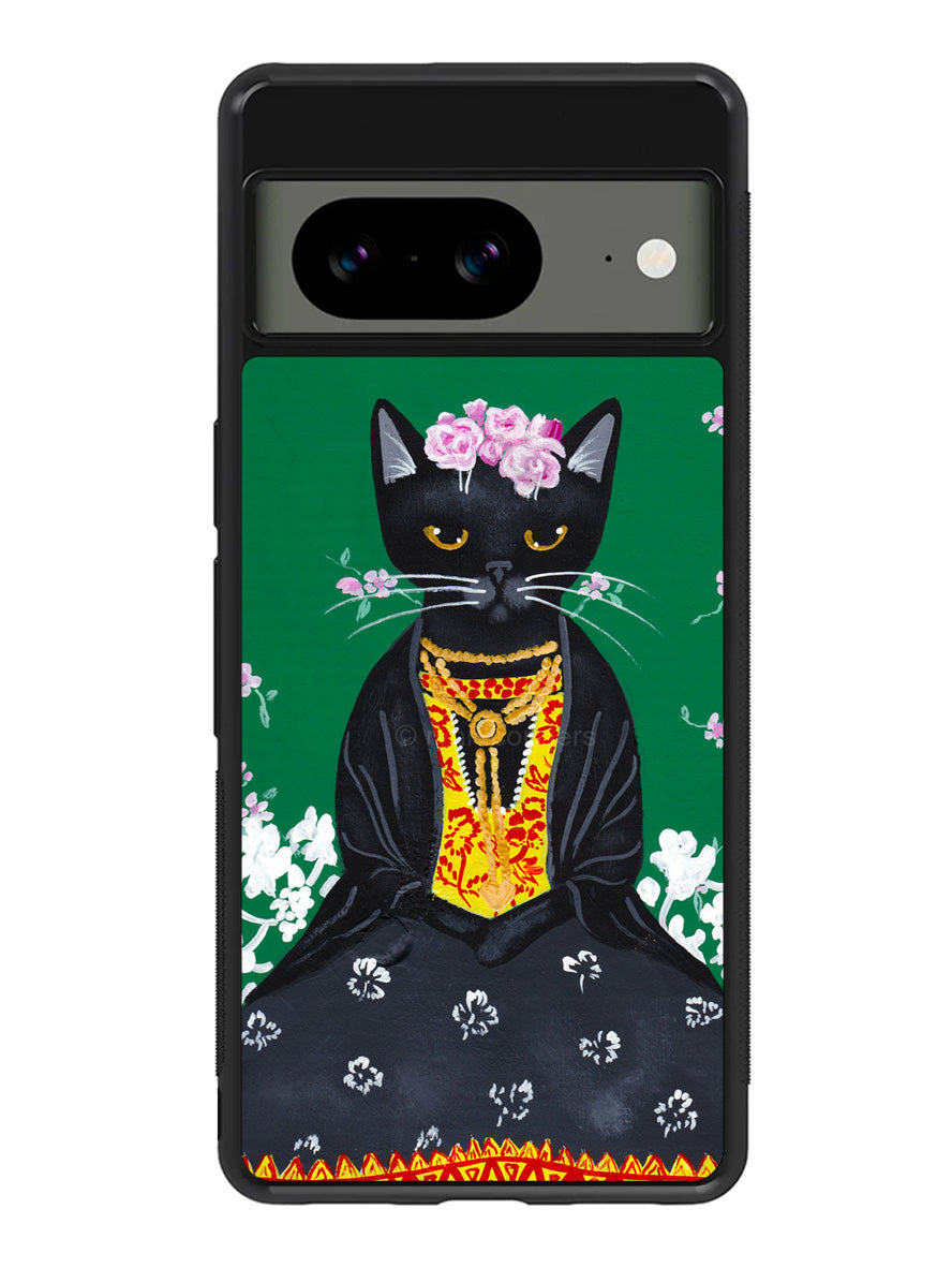 Frida Catlo Floral Black Cat Google Pixel 8A Case QC1215