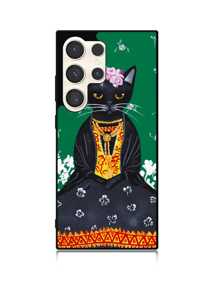 Frida Catlo Floral Black Cat Samsung Galaxy S24 Ultra 5G Case OV1215