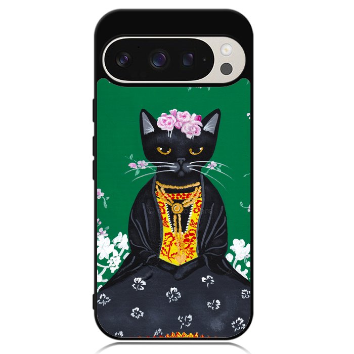 Frida Catlo Floral Black Cat Google Pixel 9 Pro XL Case OV1215