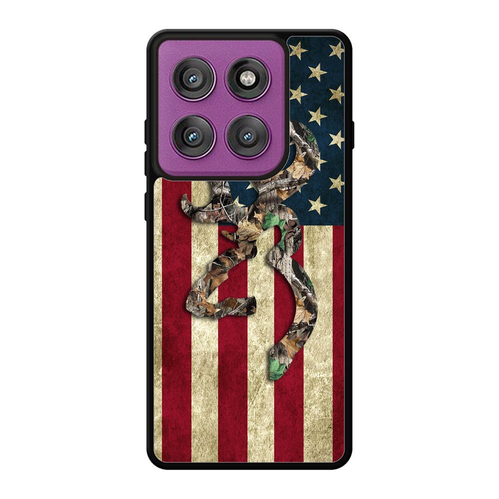 Browning Deer Real Tree Camo USA Flag Motorola Moto Edge 60 Pro Case