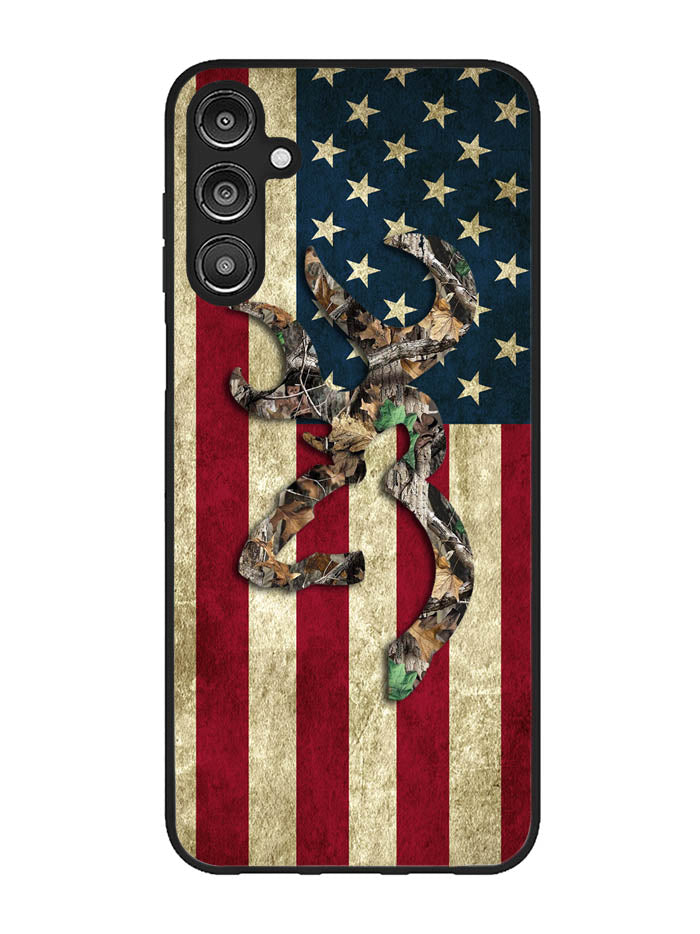 Browning Deer Real Tree Camo USA Flag Samsung Galaxy A14 5G Case