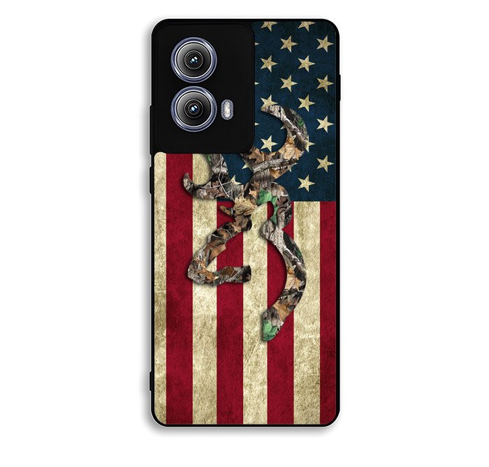 Browning Deer Real Tree Camo USA Flag Motorola Moto Edge 2024 Case OV7756