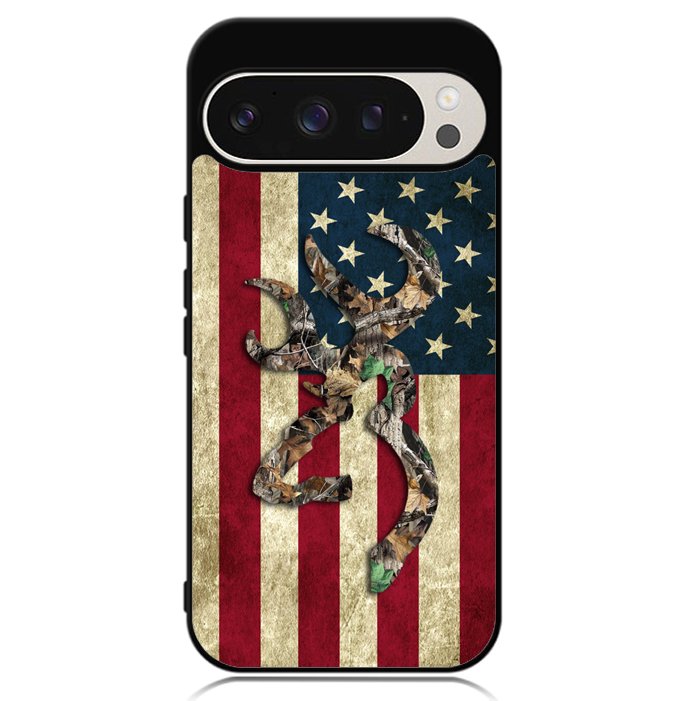 Browning Deer Real Tree Camo USA Flag Google Pixel 9 Pro XL Case