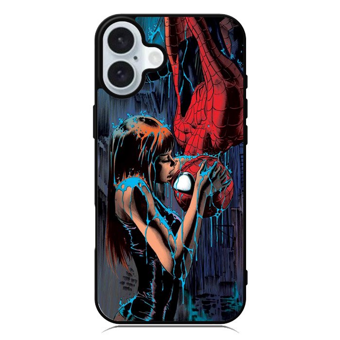 Spiderman Mary Jane Kissing iPhone 16 Plus Case QC1356