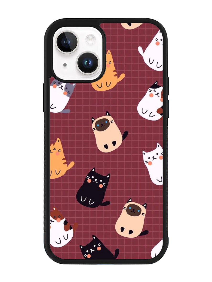 Cat Pattern Wallpaper iPhone 15 Plus Case OV1436